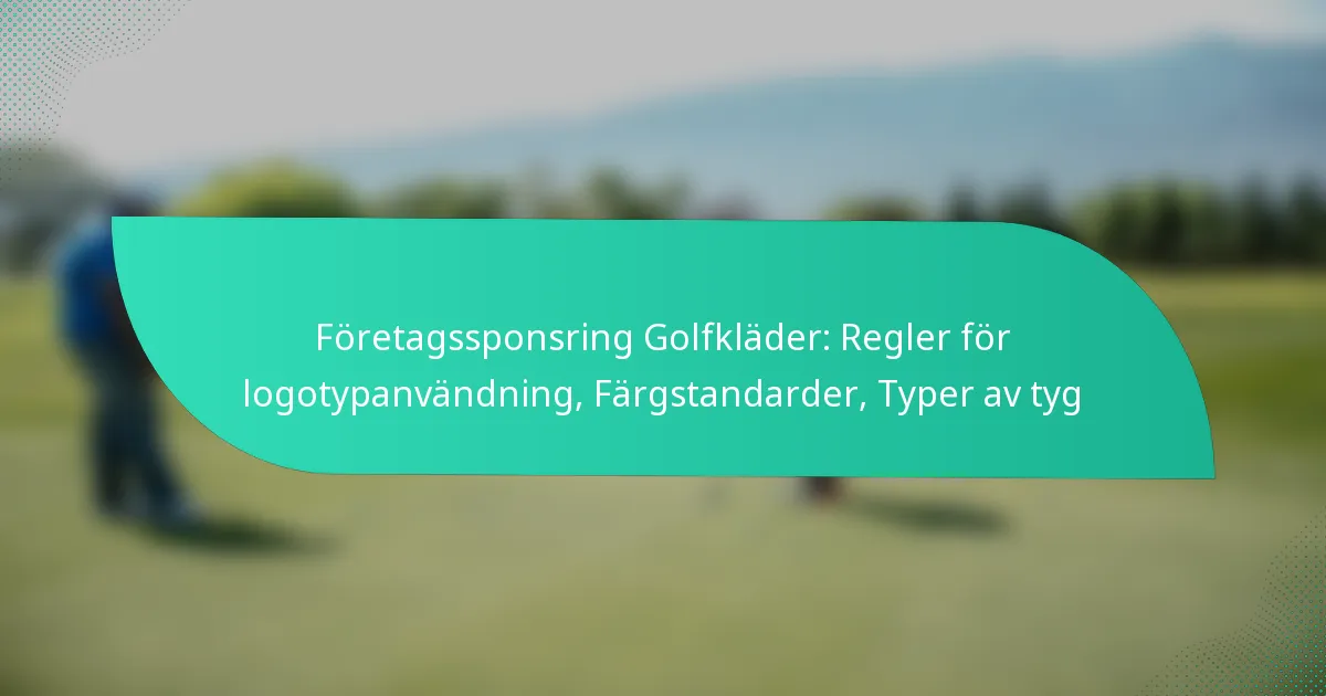 Företagssponsring Golfkläder: Regler för logotypanvändning, Färgstandarder, Typer av tyg
