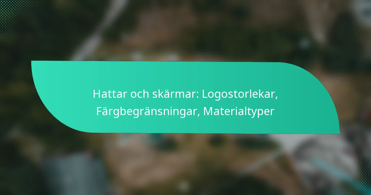 Hattar och skärmar: Logostorlekar, Färgbegränsningar, Materialtyper