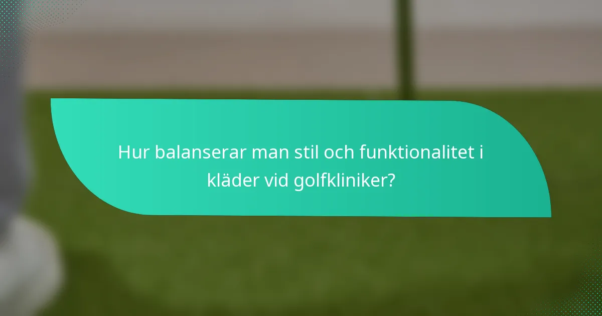 Hur balanserar man stil och funktionalitet i kläder vid golfkliniker?