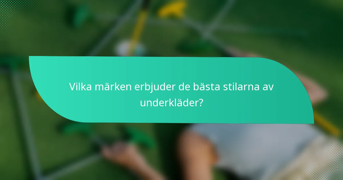 Vilka märken erbjuder de bästa stilarna av underkläder?